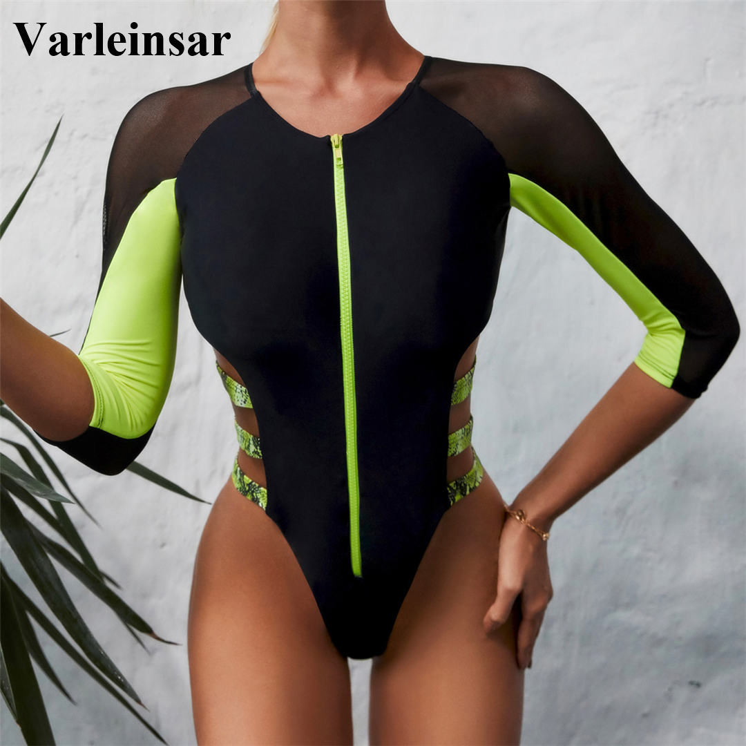 4 Colors Splicing Zip Long Sleeve Rash Guard One Piece Swimsuit Women Swimwear Female Surf Sport Swim Bather Bathing Suit V2231 Y200824, Black hot pink
4 Colors Splicing Zip Long Sleeve Rash Guard One Piece Swimsuit Women Swimwear Female Surf Sport Swim Bather Bathing Suit V2231 Y200824, Black hot pink