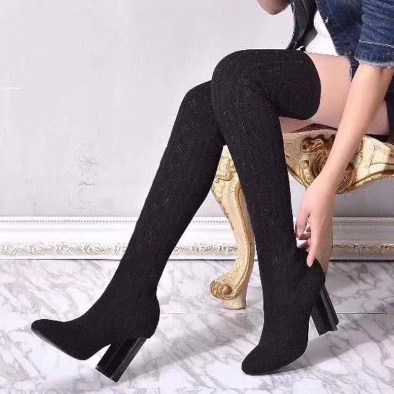 High quality women's shoes high heels sexy over-the-knee elastic socks boots brand ladies heels 9.5cm boots size 35-41, Black
High quality women's shoes high heels sexy over-the-knee elastic socks boots brand ladies heels 9.5cm boots size 35-41, Black