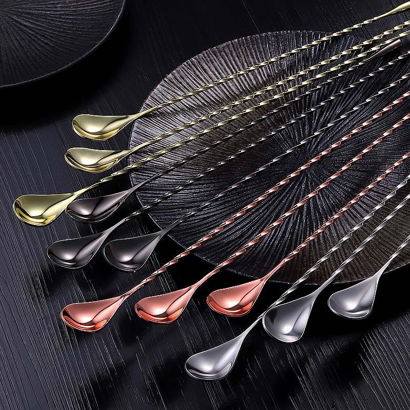 Hot Sale 4 Colors Bright Stainless Steel Mixing Cocktail Spoon Long Handled Spiral Pattern Bar Spoon Bartender Tools 30 cm
Hot Sale 4 Colors Bright Stainless Steel Mixing Cocktail Spoon Long Handled Spiral Pattern Bar Spoon Bartender Tools 30 cm