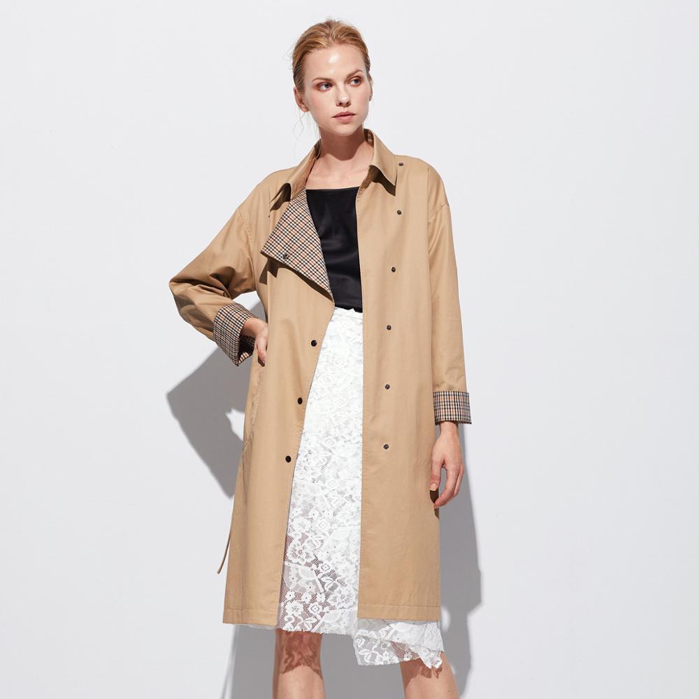 spring and autumn long European and American casual windbreaker women's jacket LJ201128