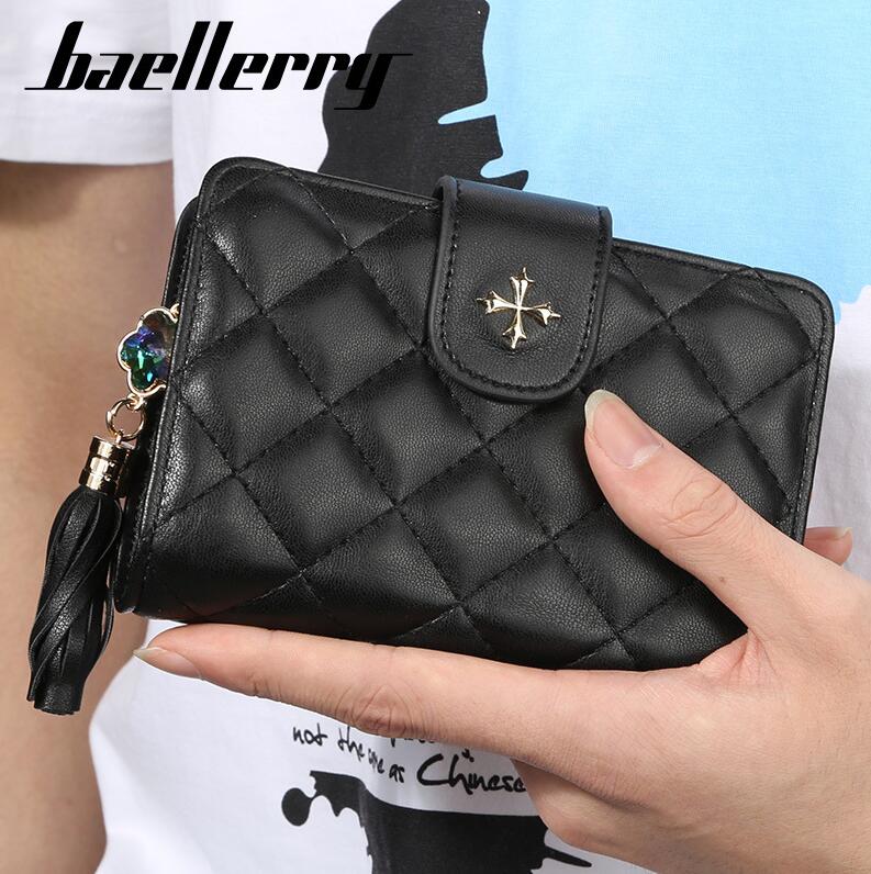 

Factory wholesale women bag Joker small fresh plaid leather short wallet folding tassel womens purse fashion leathers coin purses, Grey1(boutique box)