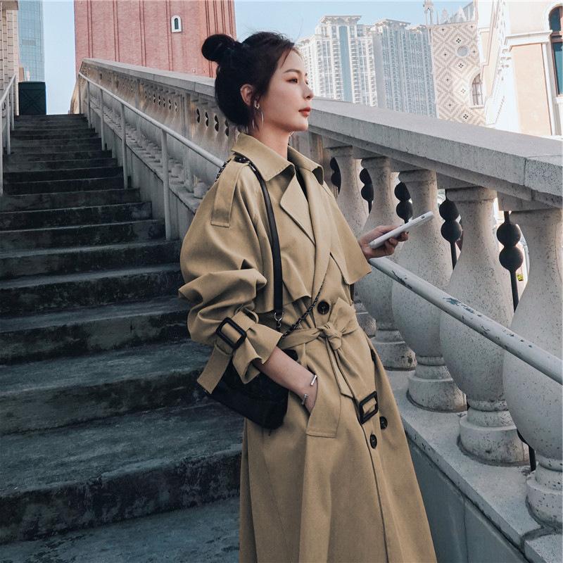 British windbreaker women's middle and long 2021 new coat autumn design brand popular temperament vertical feeling coat, Black
British windbreaker women's middle and long 2021 new coat autumn design brand popular temperament vertical feeling coat, Black