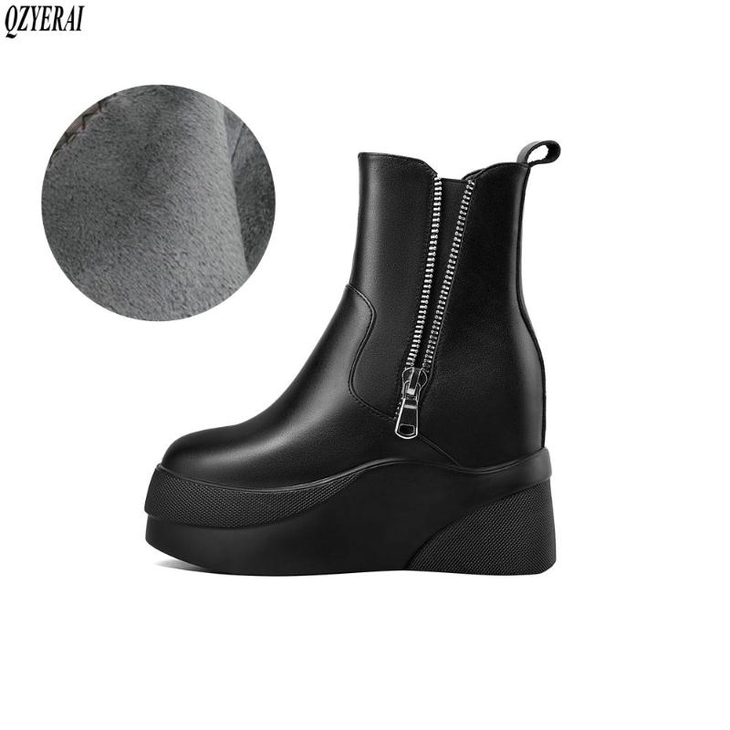 Winter shoes natural Genuine leather boots women ankle Thick high-heeled platform fashion fur Female boots cowhide snow, Black
Winter shoes natural Genuine leather boots women ankle Thick high-heeled platform fashion fur Female boots cowhide snow, Black