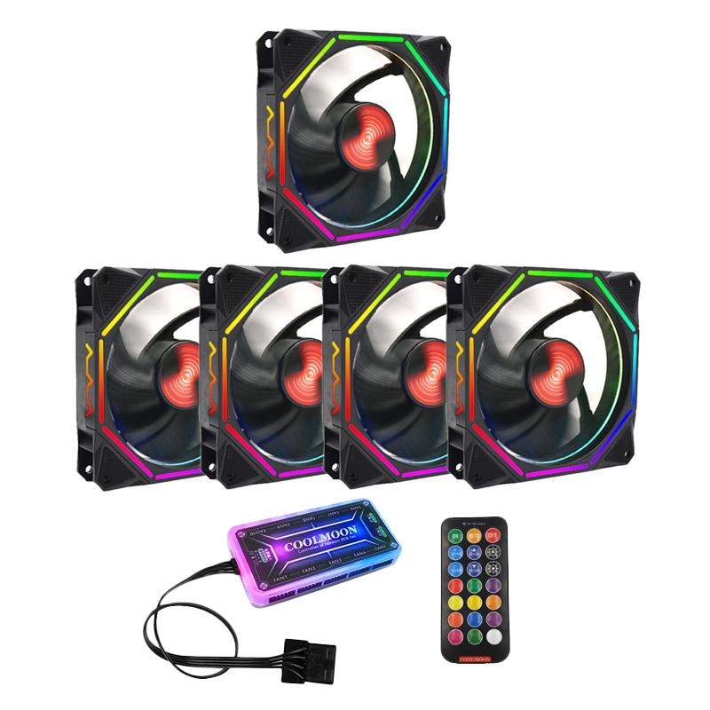 COOLMOON Rgb Computer Chassis Fan, 12cm Ultra-Quiet Color Light-Emitting Desktop Computer Host Cooling Fan Cpu Chassis Fan(5Pcs
COOLMOON Rgb Computer Chassis Fan, 12cm Ultra-Quiet Color Light-Emitting Desktop Computer Host Cooling Fan Cpu Chassis Fan(5Pcs