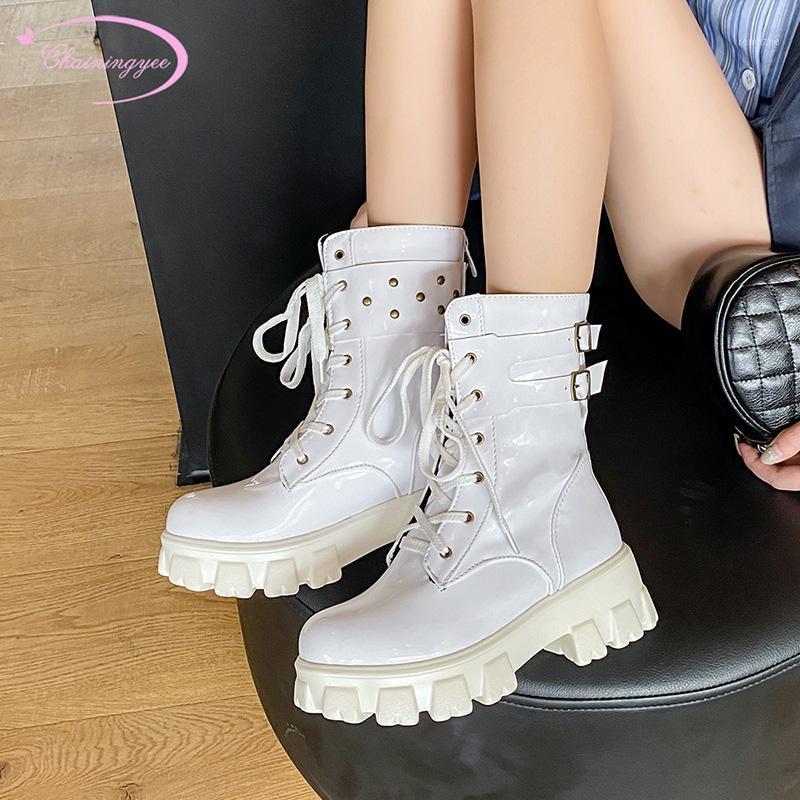 Street motorcycle boots round toe paint rivets platform zipper lace-up buckle white black high-heeled chunky women's ankle boots1
Street motorcycle boots round toe paint rivets platform zipper lace-up buckle white black high-heeled chunky women's ankle boots1