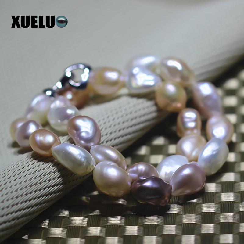 XUELUO Fashion Multi Color Baroque Natural Freshwater Pearl Necklace 12-15mm Supper Large Unique Baroque Pearl Necklace
XUELUO Fashion Multi Color Baroque Natural Freshwater Pearl Necklace 12-15mm Supper Large Unique Baroque Pearl Necklace