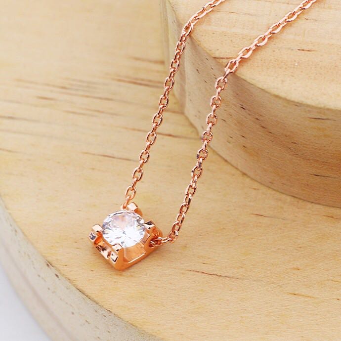 fashion jewelry womens necklace single pendant solitaire white diamond necklaces stainless steel Party Circle Wedding gold chain p