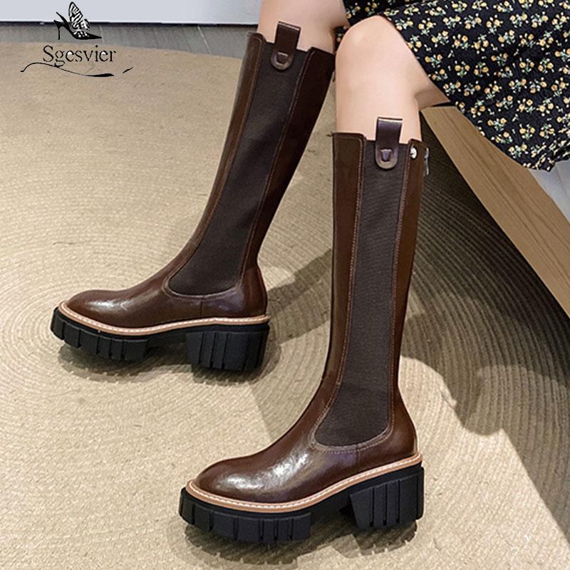 Sgesvier 2020 Genuine leather boots square heels round toe platform ladies shoes winter keep warm knee high boots black, Brown
Sgesvier 2020 Genuine leather boots square heels round toe platform ladies shoes winter keep warm knee high boots black, Brown