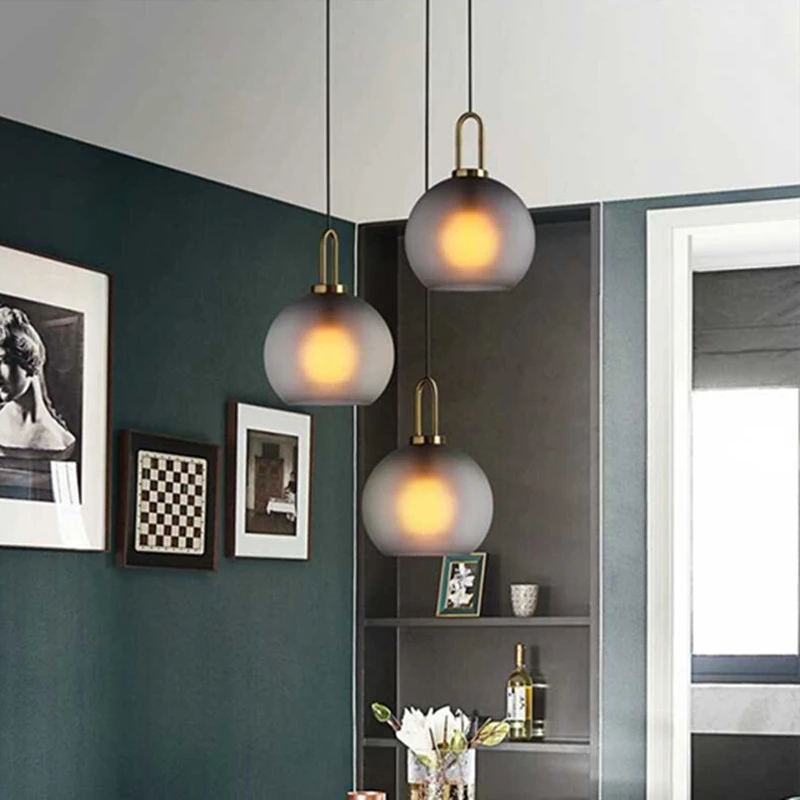 Nordic modern simple glass ball LED E27 lamp pendant lights interior lighting lamps restaurant bedroom stair decoration hanging light