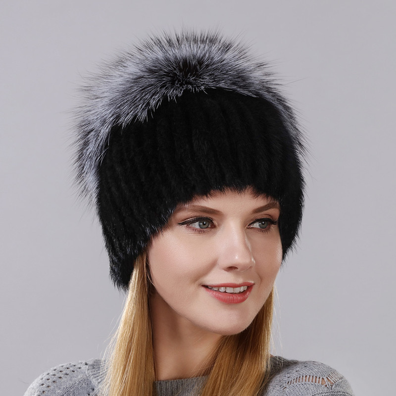 Women's mink cap for winter feminine hot vison with soft silver fox half off in the top hat, 002
Women's mink cap for winter feminine hot vison with soft silver fox half off in the top hat, 002