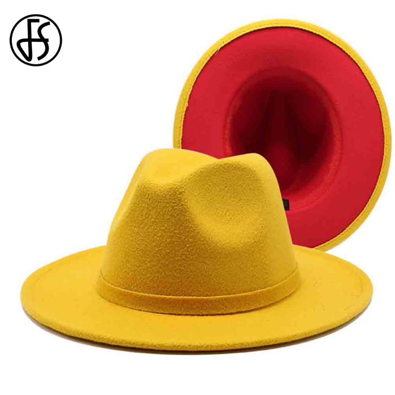 FS Women Men Wide Brim Godfather Hat British Style Trilby Wool Felt Jazz Fedoras Yellow Red Patchwork Wedding Formal Panama Cap, Jazz hat 8
FS Women Men Wide Brim Godfather Hat British Style Trilby Wool Felt Jazz Fedoras Yellow Red Patchwork Wedding Formal Panama Cap, Jazz hat 8