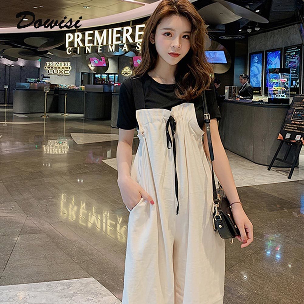 Dowisi Lady Jumpsuits & Rompers Solid Color Full-Length Pants Summer Causal Loose Overalls Fashion Trendy Macacao Feminino T200107
