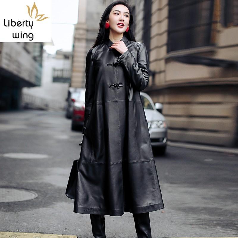 Chinese Style Mandarin Collar Genuine Leather Womens Long Jackets Medium Length Sheepskin Windbreaker Loose Fit Coats Plus Size, Black
Chinese Style Mandarin Collar Genuine Leather Womens Long Jackets Medium Length Sheepskin Windbreaker Loose Fit Coats Plus Size, Black