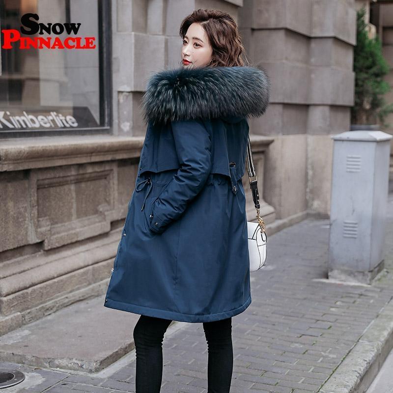 Winter Women fleece inside parkas plus size thick warm mid-Long Hooded parkas Jackets fur inside female slim padding parkas LJ201127
