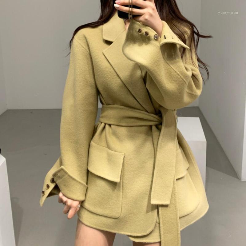 Autumn and winter French retro temperament woolen coat women lapel large pocket belted suit jacket1, Yellow
Autumn and winter French retro temperament woolen coat women lapel large pocket belted suit jacket1, Yellow
