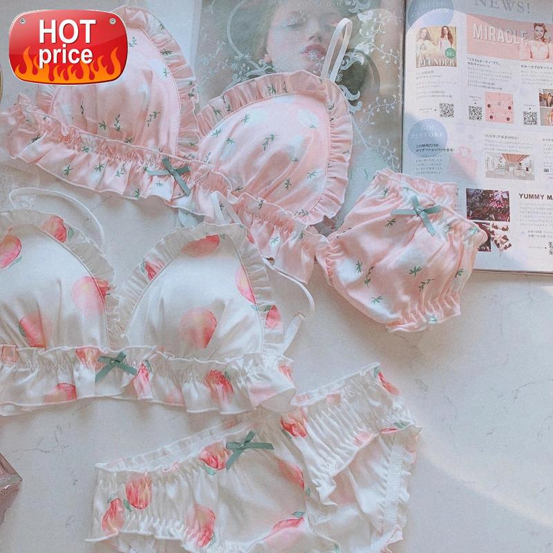 Cute Lingerie Kawaii Bra and Panty Set Underwear for Women Fruit Print Sweet Cute Lolita Wire Free Ruffles Japanese Bra Thong #sN4j, Black;white
Cute Lingerie Kawaii Bra and Panty Set Underwear for Women Fruit Print Sweet Cute Lolita Wire Free Ruffles Japanese Bra Thong #sN4j, Black;white
