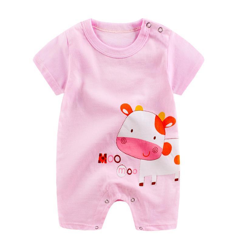ZWY476 Cheap cotton Baby romper Short Sleeve baby clothing One Piece Summer Unisex Baby Clothes girl and boy jumpsuits Giraffe Y1221