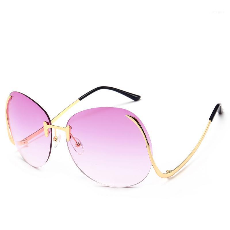 

Sunglasses Transparent Gradient Rimless Bent Legs Marine Lens Ocean Color Women Original Design Sun Glasses Women1