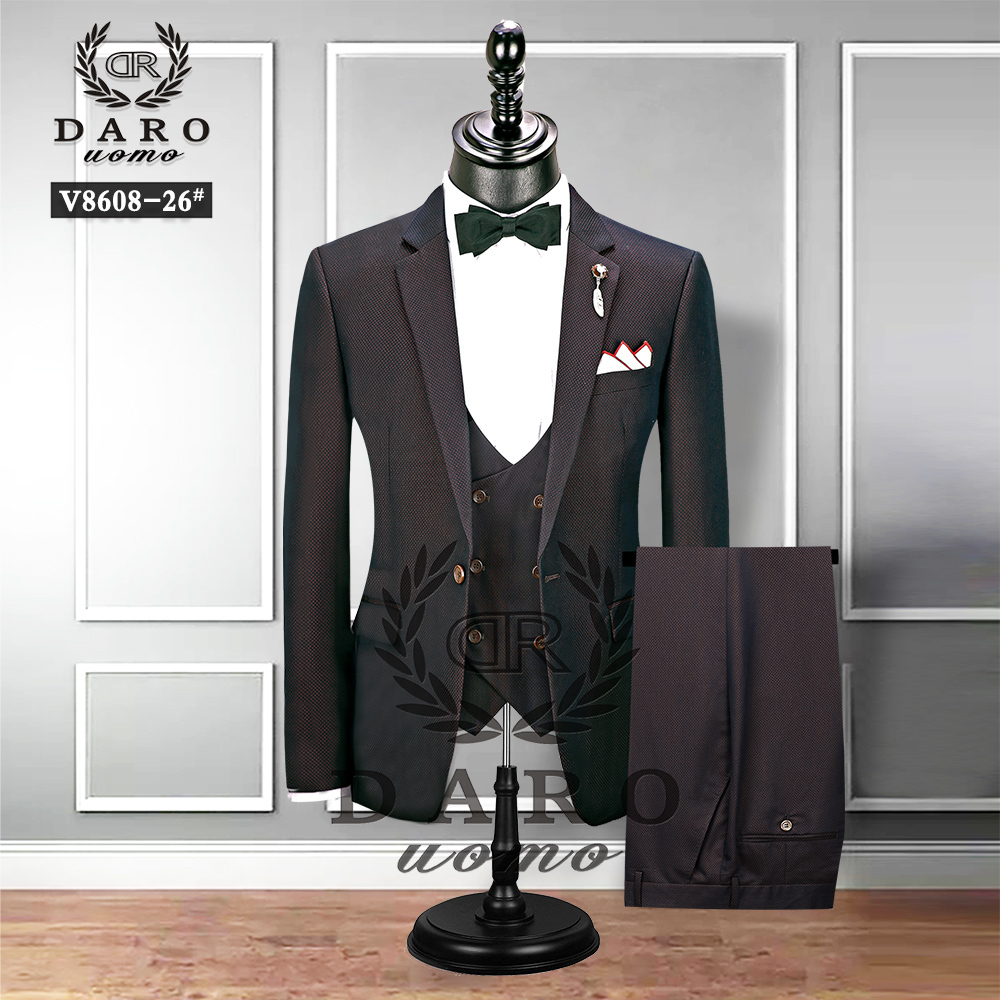 New Men's Fashion Boutique Plaid Wedding Dress Suit Three-piece Male Formal Business Casual Suits DR8608 201105