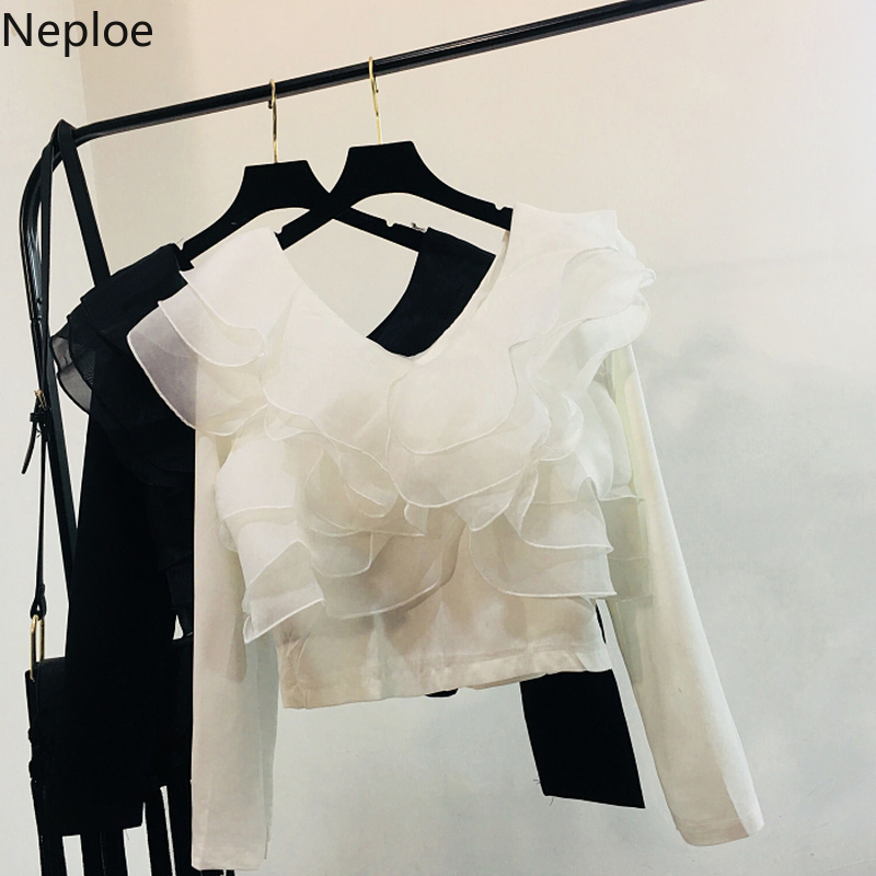 Neploe Spring 2019 New Fashion Women Tops Casual Ruffles Patchwork Slash Neck Blousa Sweet Loose Long Sleeve Blouse 43040, White
Neploe Spring 2019 New Fashion Women Tops Casual Ruffles Patchwork Slash Neck Blousa Sweet Loose Long Sleeve Blouse 43040, White