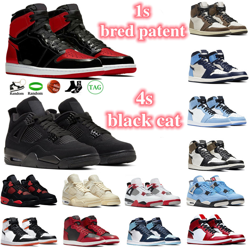 Mens jumpman4s 1 high OG basketball shoes 1s bred patent University Blue dark mocha 4 black cat men women Sneakers trainers, 18 7-13
Mens jumpman4s 1 high OG basketball shoes 1s bred patent University Blue dark mocha 4 black cat men women Sneakers trainers, 18 7-13