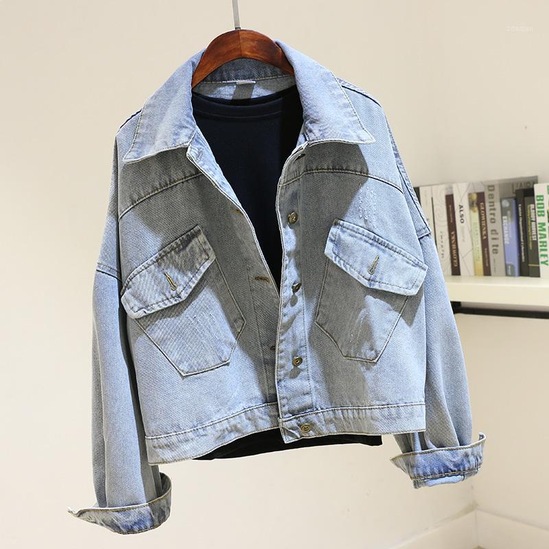 Harajuku Washed Blue Denim Women Spring Autumn Pocket Bat sleeve Jeans Jacket Coat Korean Big size Loose Ladies Outerwear1
Harajuku Washed Blue Denim Women Spring Autumn Pocket Bat sleeve Jeans Jacket Coat Korean Big size Loose Ladies Outerwear1
