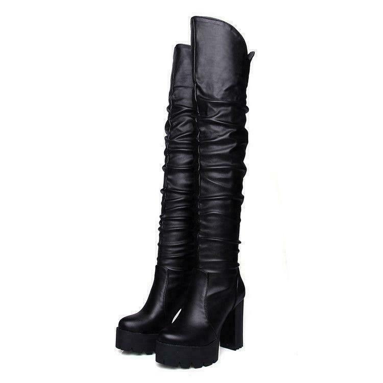 Women's Over Knee Hig Boots Shoes High Block Heel Platform Shoes Tall boots, Black
Women's Over Knee Hig Boots Shoes High Block Heel Platform Shoes Tall boots, Black