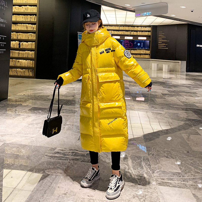 New Winter Women's jacket Glossy Down Jackets Women's Long coat Hooded Parkas Thick Winter Jacket Women Outwear Oversized 201217