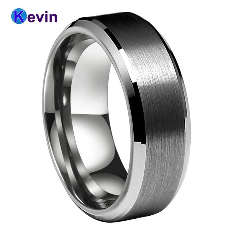 Men Women Wedding Bands Tungsten Carbide Jewelry Ring Beveled Polished Brushed 8MM Comfort Fit