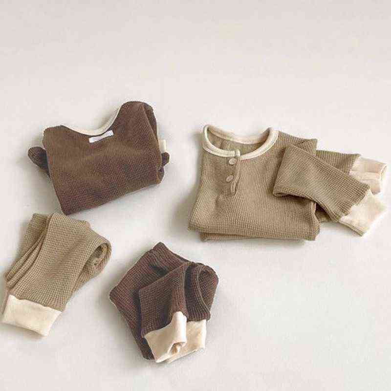 born Baby Girl Boy Cotton Clothes Set Ribbed Sweatshirt+Pant 2PCS Bebe Home Suit Spring Autumn Clothing set Outfit 0-2Y 220208