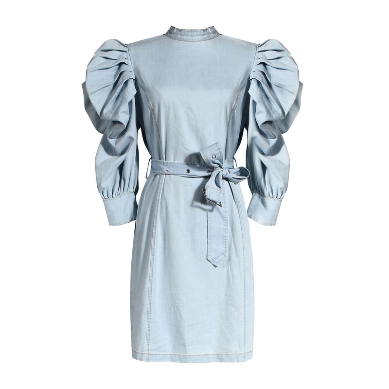 2021 New Come out denim spring and you'll see plied collar medium seven-part bubble sleeve high waist thin 7NF4, Wathet
2021 New Come out denim spring and you'll see plied collar medium seven-part bubble sleeve high waist thin 7NF4, Wathet