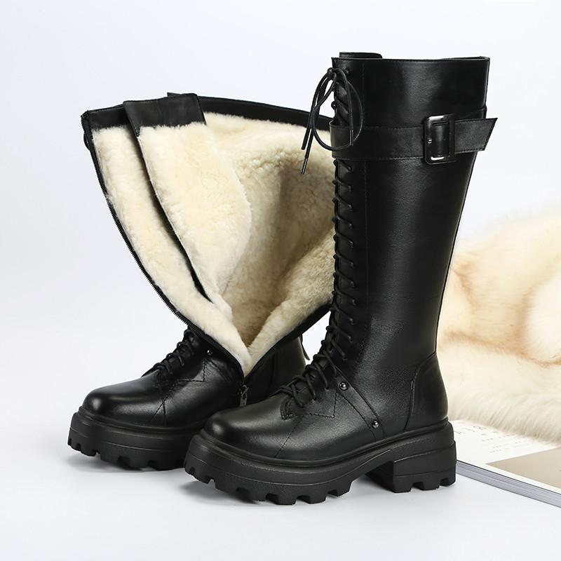 High-quality Cowhide and Thickened Wool Skin; Warm Winter Shoes Non-slip Waterproof Side Zipper Snow Boots Female Botas De Mujer, Black
High-quality Cowhide and Thickened Wool Skin; Warm Winter Shoes Non-slip Waterproof Side Zipper Snow Boots Female Botas De Mujer, Black