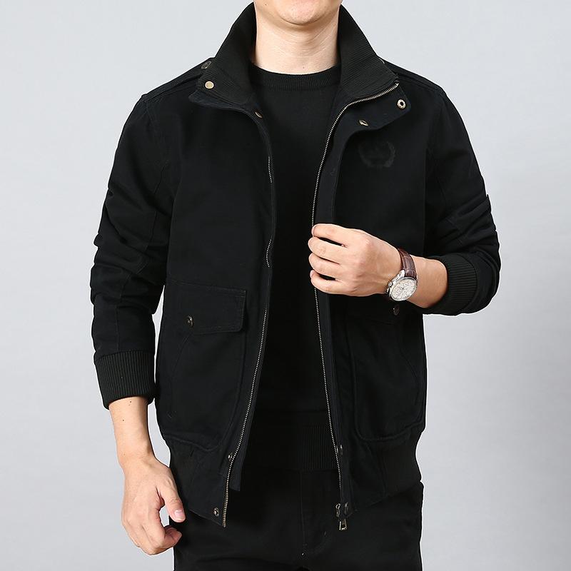 Men's Jacket Trendy Casual Cotton Zipper Blouse | Stand Collar Long Sleeve Autumn Top B4