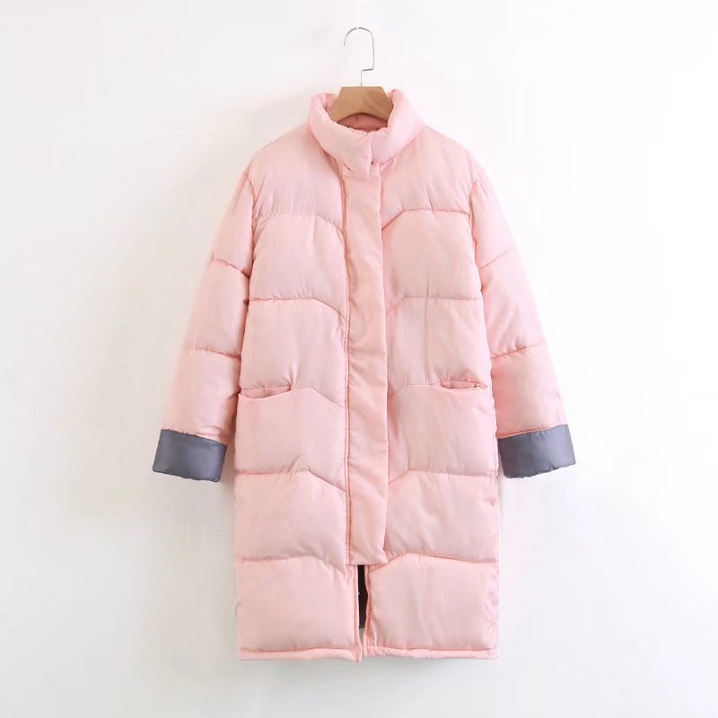 Winter new style standup collar long loose plus size warm cotton padded jacket coat women bread coat 201019