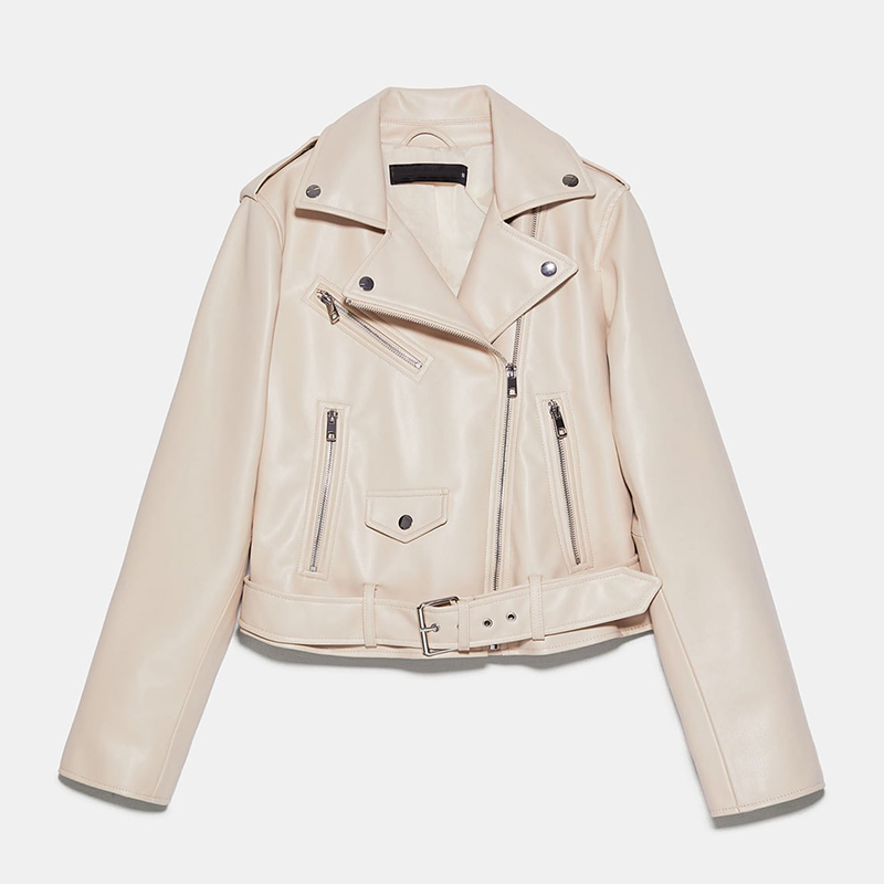 New Autumn Women Pu Leather Jacket Women's Moto Biker Zipper Jacket With Belt Short Length Casual Black Faux Leather Jacket 201226