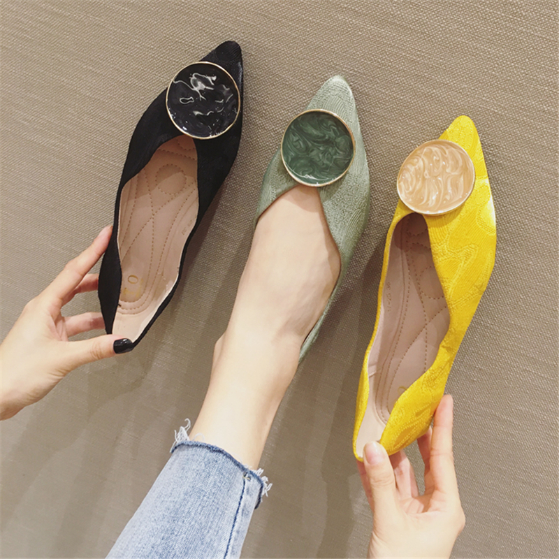 Casual 2020 New Trend Ladies Shoe Slippage in Black Yellow Ballet Spring Women's Shoes X45d