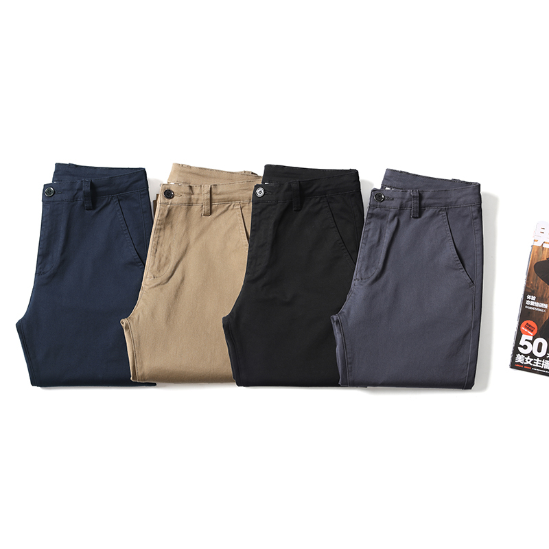 Men's Casual Stretch Cotton Straight Fit Business Dress Pants Khaki, Gray, Navy, Black -