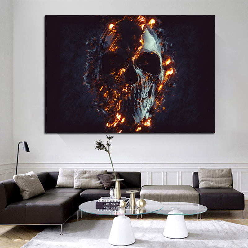 Dark Black Skull in Fire Abstract Canvas Painting Modern Skull Picture Posters and Prints Wall Art Picture for Room Decoration
Dark Black Skull in Fire Abstract Canvas Painting Modern Skull Picture Posters and Prints Wall Art Picture for Room Decoration