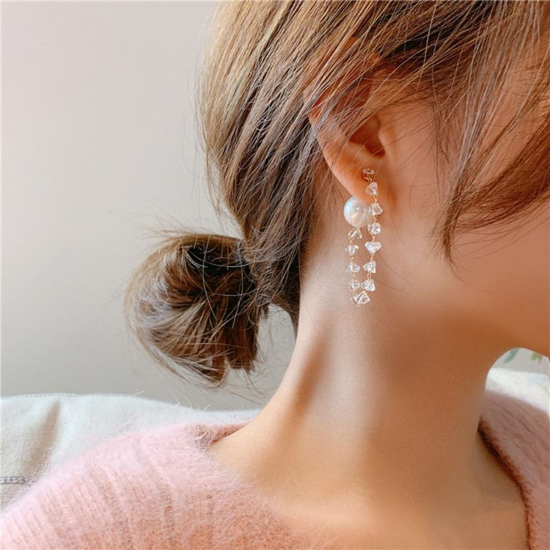 Korean New Fashion Elegant Simulated Pearl Tassel Drop Earrings For Women Party Crystal Brincos Accessories Jewelry
Korean New Fashion Elegant Simulated Pearl Tassel Drop Earrings For Women Party Crystal Brincos Accessories Jewelry