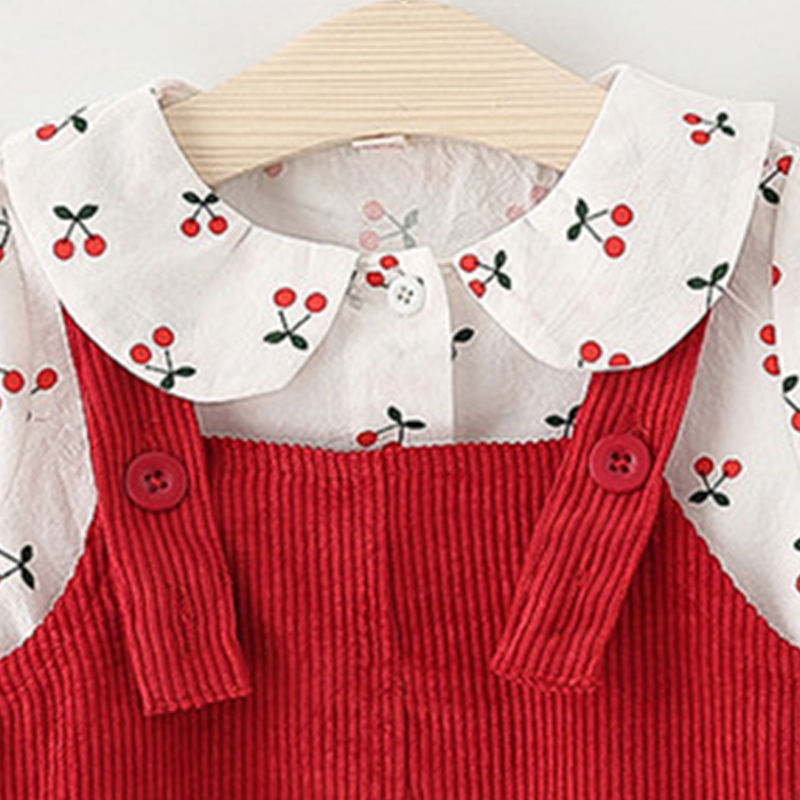 Humor Bear Fall Baby Girl Clothes Suit Spring Kids Clothing Suit Autumn Flower ShirtsCute Strap Dress Infant Clothing LJ201223