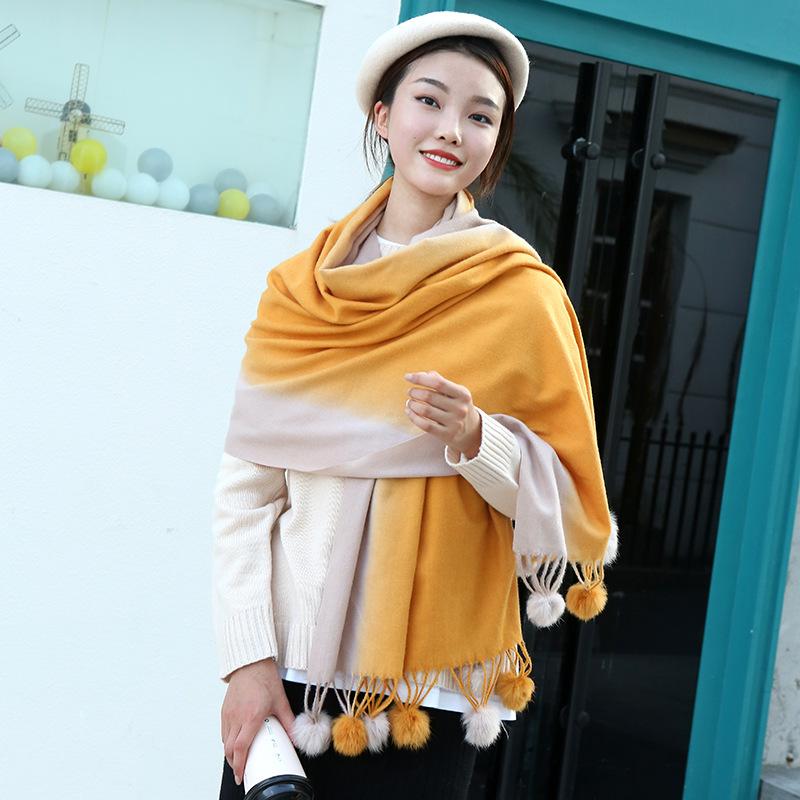 Fashion Gradient Cashmere Winter Women's Scarf with Ball Female Warm Shawls and Wraps Wool Foulard Femme Blanket Scarfs
Fashion Gradient Cashmere Winter Women's Scarf with Ball Female Warm Shawls and Wraps Wool Foulard Femme Blanket Scarfs