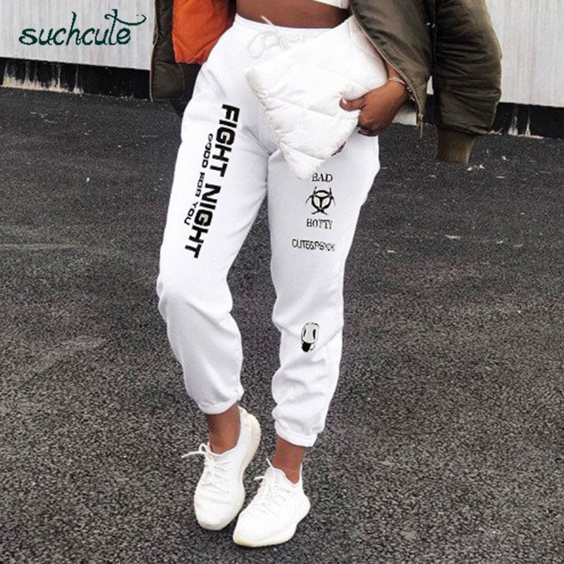 SUCHCUTE Women Pants Elastic Waist Thick Harem Pants Pantalon Gothicfemme Punk Female Hoodies Trousers Harajuku Pantalones Mujer 201228