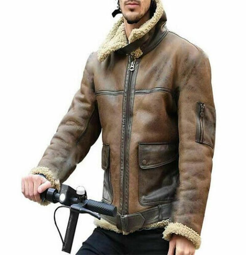 Winter Mens Lamb Wool Lined Leather Jacket Parka Outwear Coat Men Retro Fur Locomotive Jacket Zipper PU Leather Coat Warm, Brown
Winter Mens Lamb Wool Lined Leather Jacket Parka Outwear Coat Men Retro Fur Locomotive Jacket Zipper PU Leather Coat Warm, Brown
