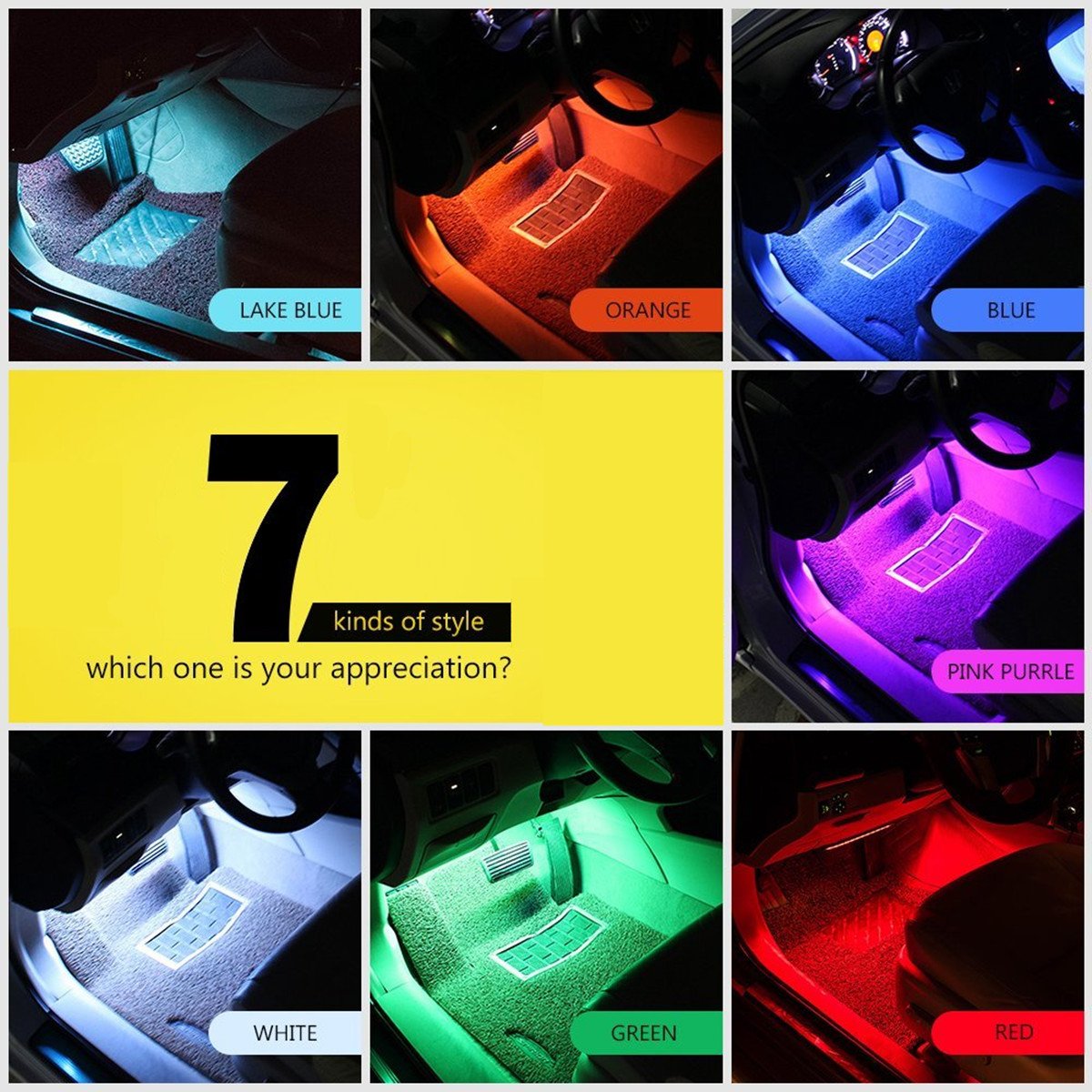 36 LED Multicolor Car Interior Lights Under Dash Lighting Waterproof Kit with Wireless Remote Control Car Charger car dvr QC16241