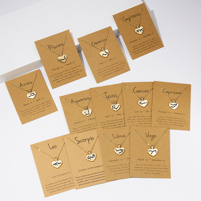 Zodiac Sign Heart Pendant Necklace For Women Gold Color Chain Constellation Star Choker Necklaces Friendship Wish Card Jewelry
Zodiac Sign Heart Pendant Necklace For Women Gold Color Chain Constellation Star Choker Necklaces Friendship Wish Card Jewelry