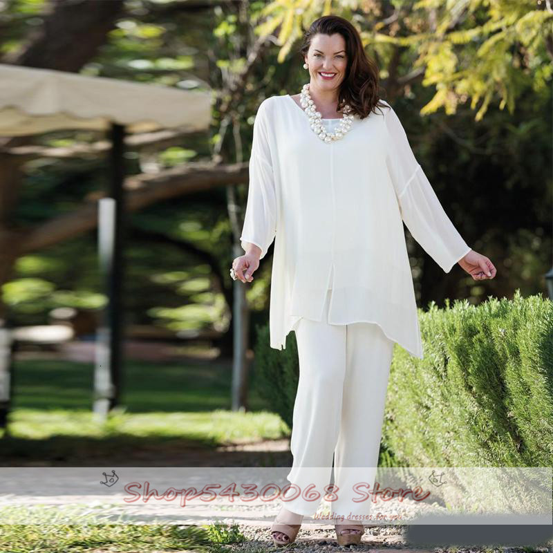 2021 New White Chiffon Mother of the Bride Pantsuits with Sleeves Guest Wedding Dress Plus Size Cheap Groom's Mothers Dressed ETP4
2021 New White Chiffon Mother of the Bride Pantsuits with Sleeves Guest Wedding Dress Plus Size Cheap Groom's Mothers Dressed ETP4