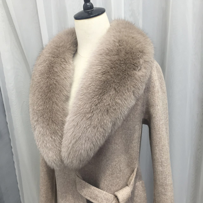 Autumn Winter Fashion rf0191 100% Real Wool Cloak Women with Real Fox Fur Collar Removable Woolen Coat 201216