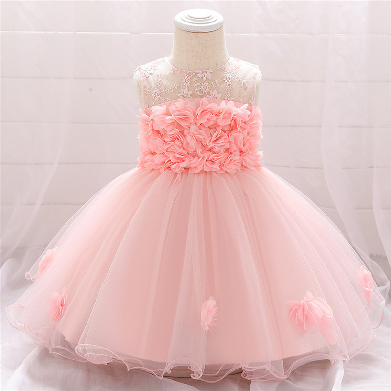 Infant Baby Girl Dress Lace Tulle Baptism Dresses for Girls 1st Year Birthday Beading Appliqued Party Wedding Baby Clothing LJ200827