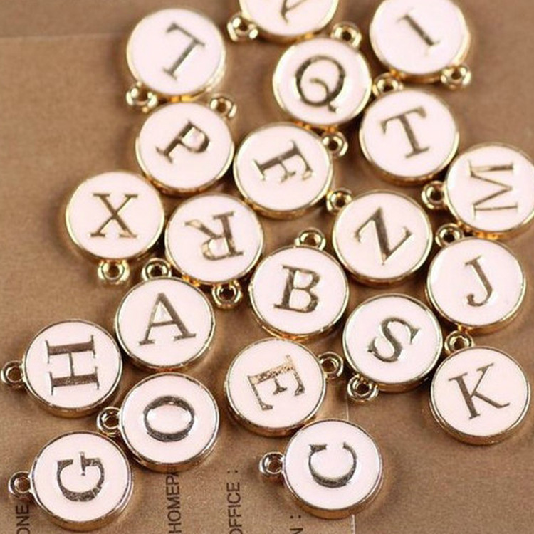 Classic Design DIY Jewelry Accessories Alphabet Letter Charm 12*15MM Blue/White/Pink Enameled Alloy Charms