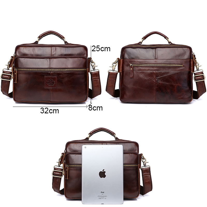 Men's Shoulder Bag Leather Laptop Office s For Men Genuine s Briefcase y Handbag Male ZZNICK 220216